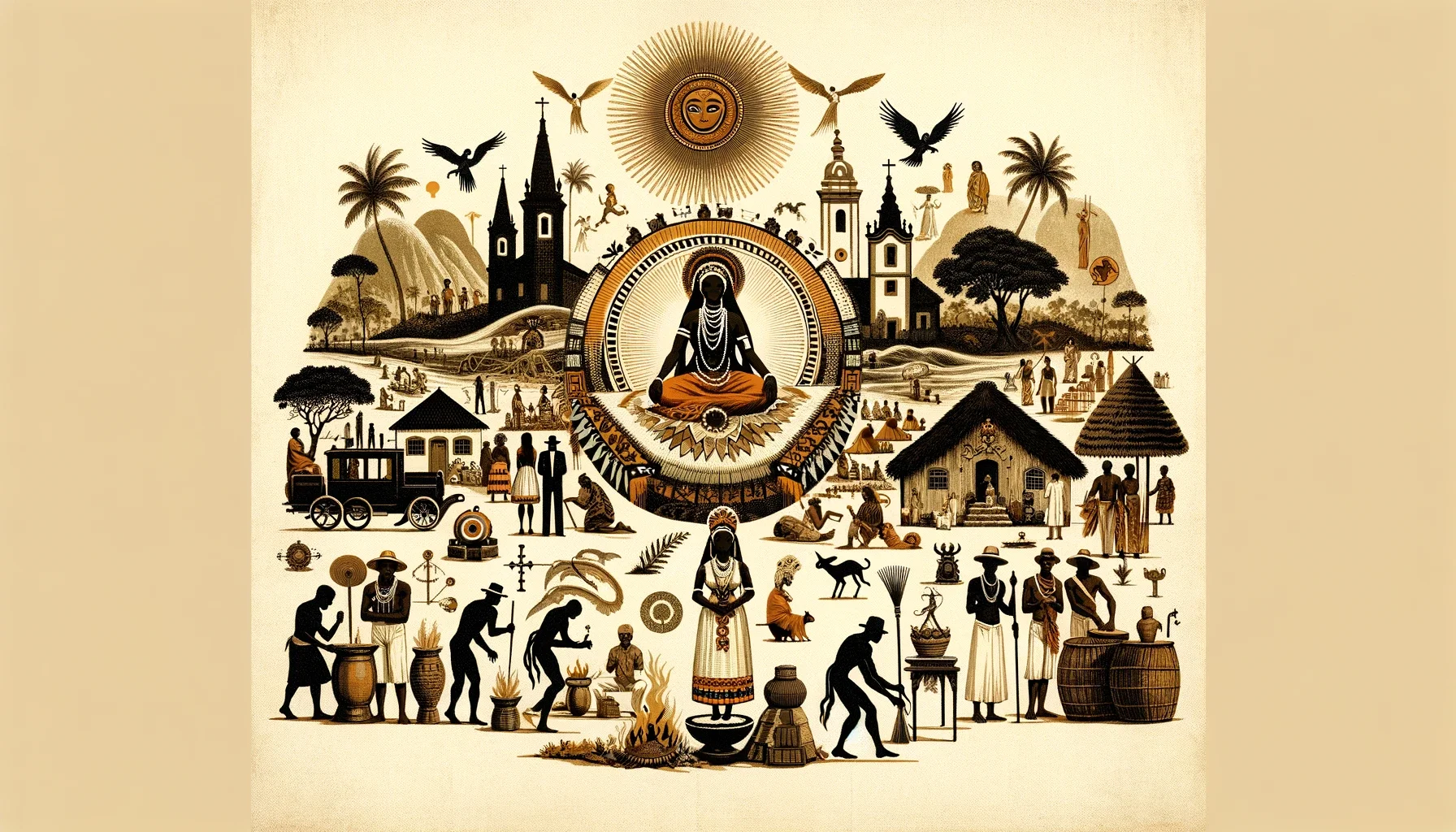 A origem da umbanda: quando e como surgiu no Brasil 6 Origem da Umbanda no Brasil Século XX - Representação artística.png